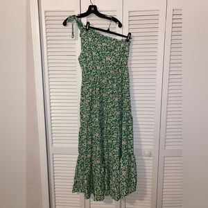 Green floral one shoulder dress NWT